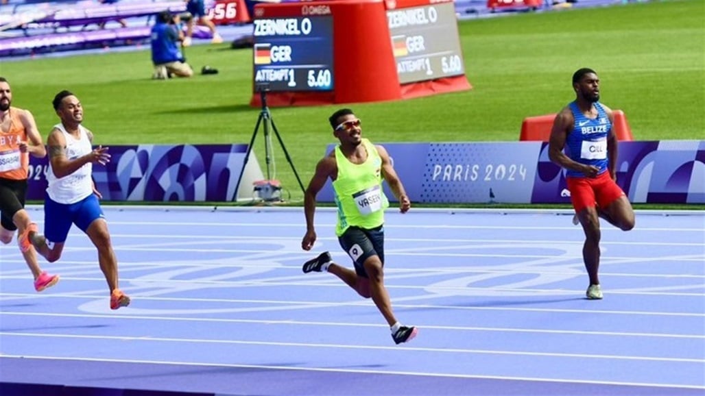 العداء طه حسين بالمجموعة الـ7 من تصفيات الدور الثاني لمنافسات سباق 100 متر (صور)